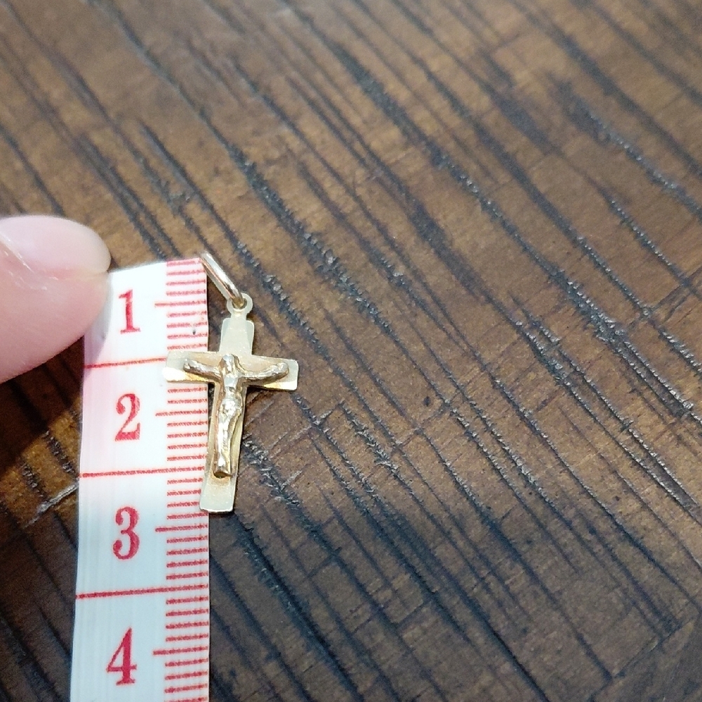 Gold Cross Pendant Charm for Women - Classic Religious Necklace Accent - Picture 4 of 5